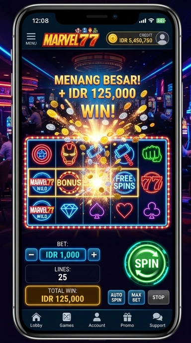 Cuplikan layar menu unduhan marvel77 untuk perangkat Android